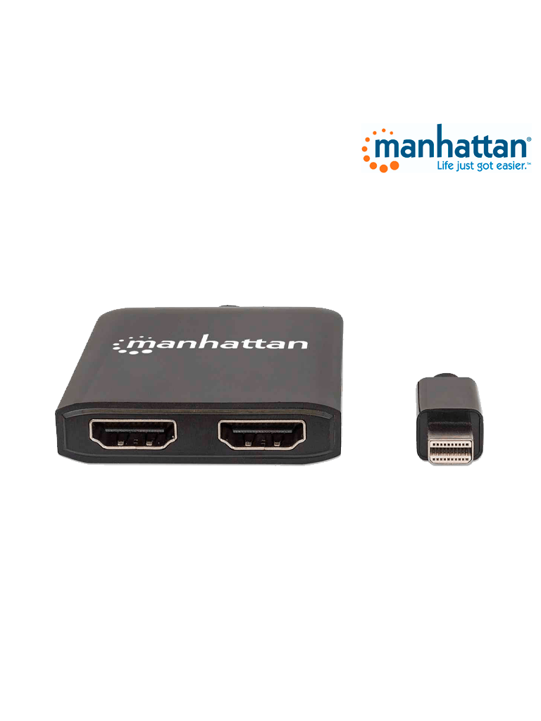MANHATTAN 152723 - Convertidor / Splitter de Mini DisplayPort a 2 Puertos HDMI/ Resolución 4K@30Hz/ Soporta Modos de Espejo, Escritorio Extendido y Video Wall/ Video full 3D y Color Intenso/ Soporta DTS Master Audio Comprimido/ - Image 3