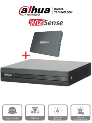 DAHUA XVR1B04H-I-SSD - DVR de 4 Canales 5 Megapixeles Lite/ Con Disco SSD de 512GB Especial para Videovigilancia/ S-XVR Series/ WizSense/ H.265+/ 4 Canales con SMD Plus/ Busqueda Inteligente (Humanos y Vehiculos)/