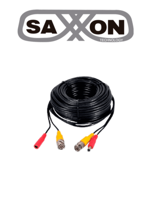 SAXXON SXWB30 - Cable Coaxial Armado / Siamés / Conector BNC RG59 + Conector de Energía / 30 Metros / Para Cámaras 4K / 100% Cobre / Uso interior /