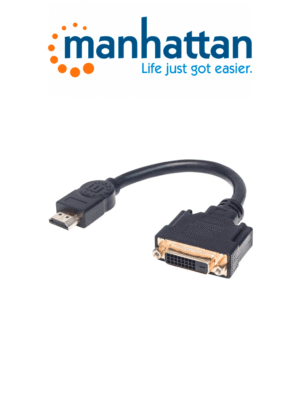 MANHATTAN 354592 Cable HDMI a DVI-D HDMI Macho a DVI-D 24+1 Hembra, enlace dual, 20 cm (8 in.), Negro / Conecta una fuente de video HDMI a una pantalla DVI-D