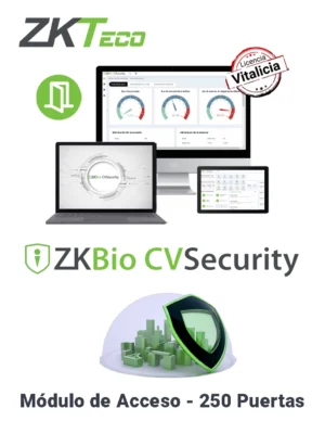 ZKTECO ZKBIOCVACP250 - Licencia Vitalicia para 250 Puertas en Control de Acceso BioCVSecurity / Hasta 30 000 Usuarios / 2000 Departamentos