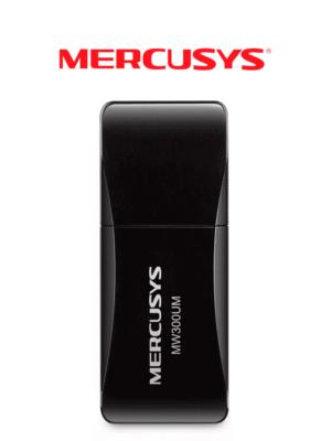 MERCUSYS MW300UM - Adaptador inalámbrico N, 300 Mbps, 2.4 GHz, 2 antenas internas, diseño portátil