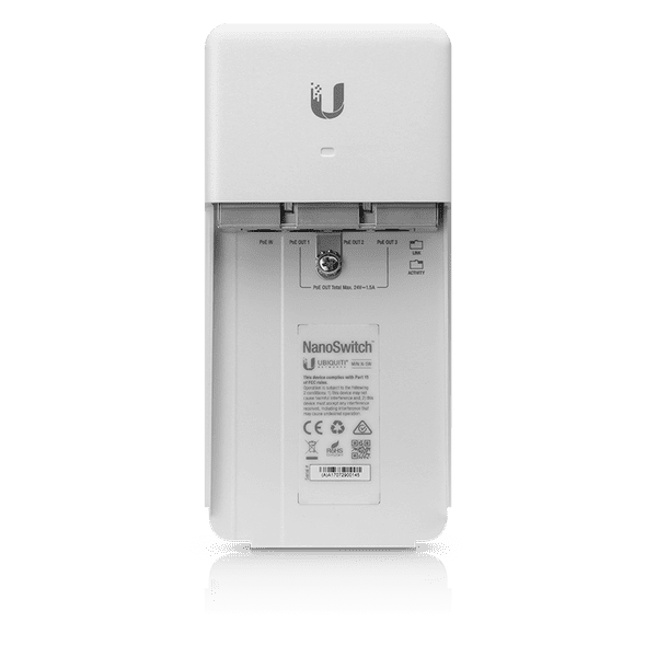 UBIQUITI N-SW - Switch Nano Gigabit PoE para exteriores con 1 puerto PoE pasivo de entrada y 3 puertos PoE pasivos para salida. - Image 3