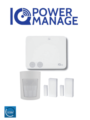QOLSYS IQ4NS POWER MANAGE PACK - Paquete que contiene Sistema de Alarma IQ4 NS autocontenido sin pantalla, 1 sensor PIR inalámbrico PGP9914 y 2 sensores magnéticos inalámbricos PG9303