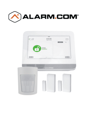 QOLSYS IQ4HUB PACK - Paquete que contiene Sistema de Alarma IQ HUB ALARM.COM autocontenido , con pantalla táctil de 7", Power G 915 Mhz 1 sensor PIR inalámbrico PGP9914 y 2 sensores magnéticos inalámbricos PG9303