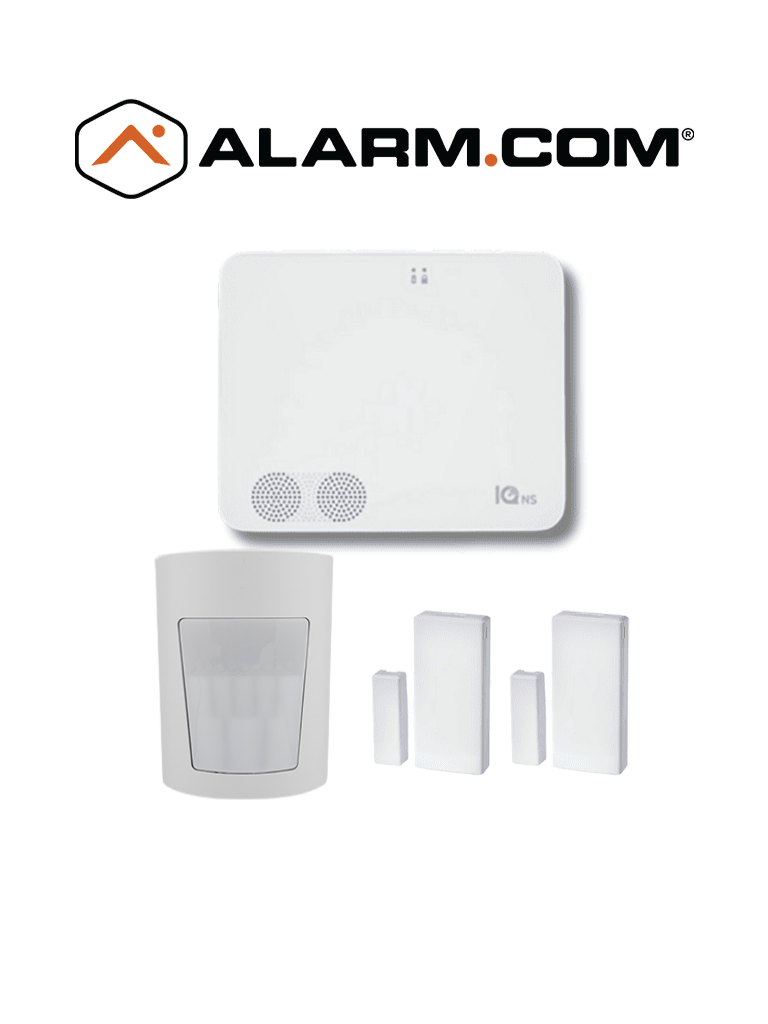 QOLSYS IQNS PACK - Paquete que contiene Sistema de Alarma IQ NS ALARM.COM autocontenido sin pantalla, Power G 915 Mhz 1 sensor PIR inalámbrico PGP9914 y 2 sensores magnéticos inalámbricos PG9303