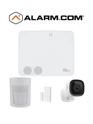 QOLSYS IQ4 NS Video Basico - Paquete que contiene Sistema de Alarma IQ 4 NS", Power G 915 Mhz 1 sensor PIR inalámbrico PGP9914, 1 sensores magnéticos inalámbrico PG9303 y Cámara Interior alarm.com ADCV523