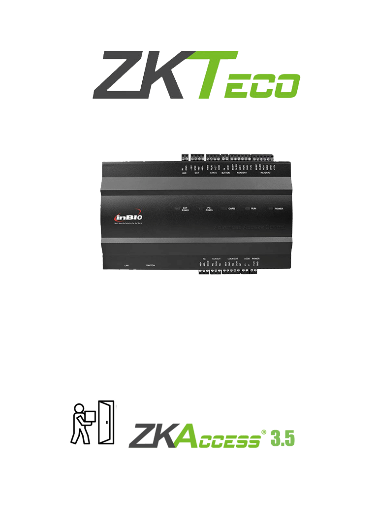 ZKTECO INBIO160 - PANEL DE CONTROL DE ACCESO PARA 1 PUERTA / 2 LECTORAS / 3 MIL HUELLAS / PULL SDK