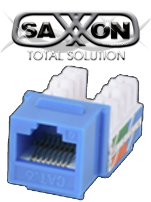 SAXXON M2656B - Modulo jack keystone RJ45 / 8 Hilos / CAT 6 / Compatible con calibres AWG 22-26 / Color azul