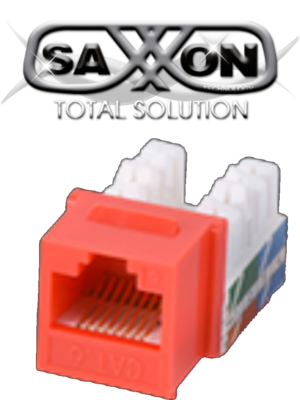 SAXXON M2656AR - Modulo jack keystone RJ45 / 8 Hilos / CAT 6A / Compatible con calibres AWG 22-26 / Color rojo