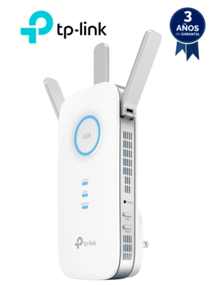 TP-LINK RE450 - Repetidor de señal WiFi AC1750 de doble banda 2.4GHz (450Mbps) y 5GHz (1300Mbps) con indicador inteligente de señal, modo punto de acceso, 3 antenas externas y 1 puerto Ethernet (RJ45) 10/100/1000Mbps.