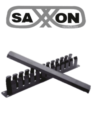 SAXXON SXORGNET24P - Organizador de cables horizontal con tapa para rack de19" / 1U / 24 posiciones / Color Negro / Tapa y Base Metálica