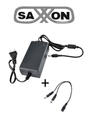 SAXXON SW001202SXF52PAQDIV - Fuente de Poder Regulada 12VCD 2 Amper + 1 Divisor de Energía 2 Conectores macho