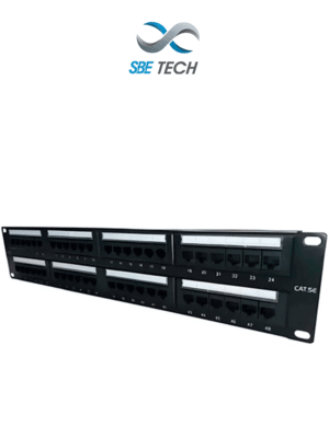 SBETECH SBE-2202-48P - Panel de parcheo categoría 5e con 48 puertos e incluye etiquetas en frente y parte trasera