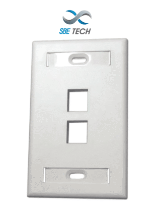 SBETECH SBE-2517-2P-WT - Placa de pared de 2 puerto color blanco para conectores Jack rj 45 keystone
