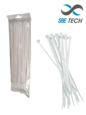 SBETECH CN48X450 - Cincho sujetacable 4.8x450 mm color blanco, bolsa con 100 piezas, nylon.