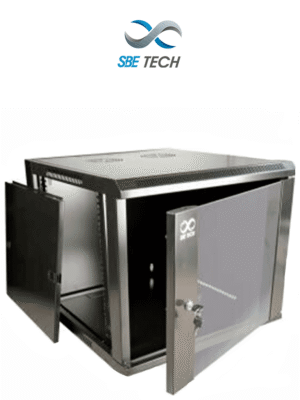 SBETECH GNLPAR12URP- Gabinete de pared de 12 UR con capacidad de carga de 60 Kg, dimensiones 60x60x64 cm y puerta frontal de cristal templado