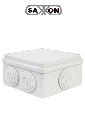 SAXXON SXWD010 - Caja de conexiones con 7 entradas / PVC libre de halógenos / Compatible con cámaras Bullet y Domo / Dimensiones 100 x 100 x 70 mm (Ancho x Alto x Fondo) / IP55