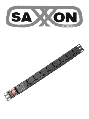 SAXXON SXPDU8P10A - Barra PDU con 8 Contactos Individuales , 10 Amp , 120V , 1UR, Protección contra rayos , Aleación de Aluminio