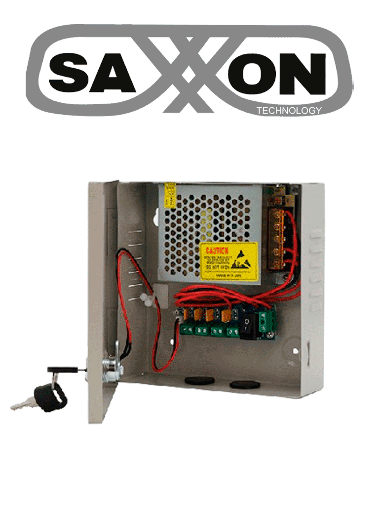 SAXXON SX5A4CH - Fuente de Poder Profesional 12 VCD / 5 Amperes / 4 Canales / 1.1 Amperes por Canal / Protección contra Sobrecargas / Led Indicador de Funcionamiento