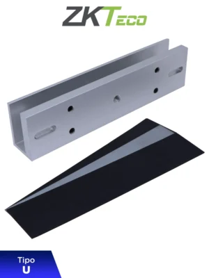 ZKTECO LMB280U - Soporte de Montaje para Puertas de Vidrio sin Marco, Tipo U, Aluminio Anodizado, Compatible con Cerradura Magnética LM200LED