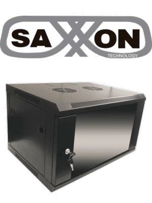 SAXXON SE540601 - Gabinete de pared de 6 UR, fijo, capacidad de carga de 60 Kg. dimensiones 57x45x37 cm.