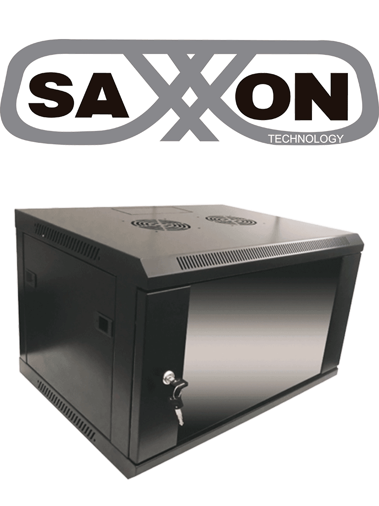 SAXXON SE540601 - Gabinete de pared de 6 UR, fijo, capacidad de carga de 60 Kg. dimensiones 57x45x37 cm.