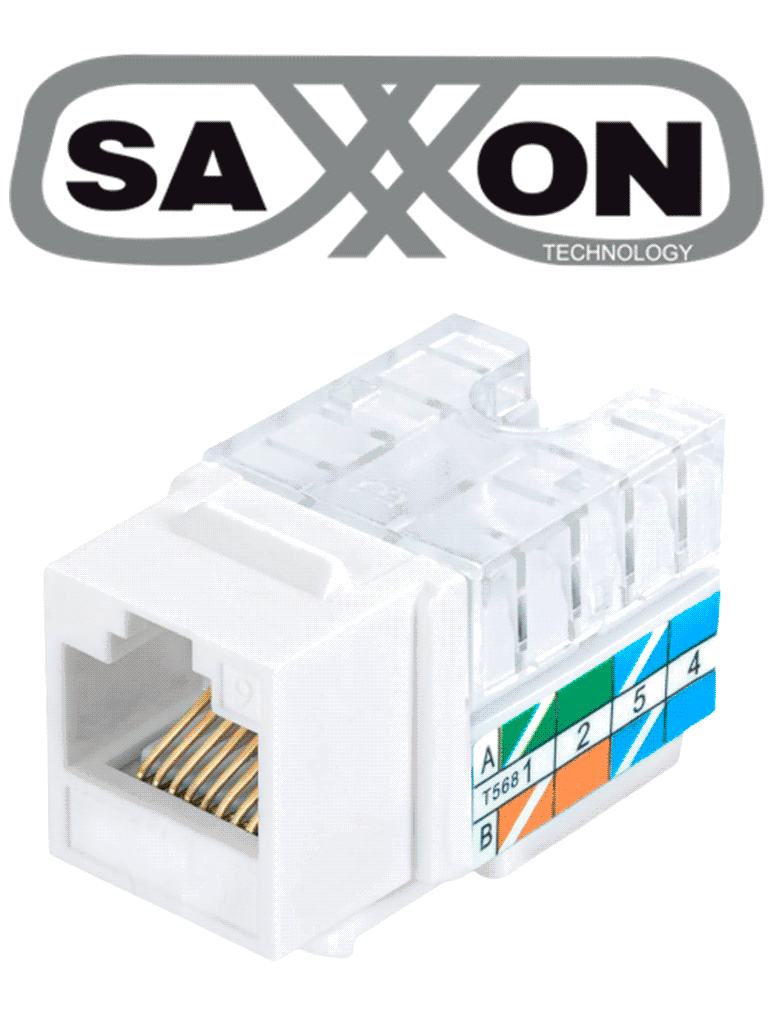 SAXXON M265C5W - Modulo jack keystone RJ45 / 8 Hilos / CAT 5E / Compatible con calibres AWG 22-26 / Color blanco