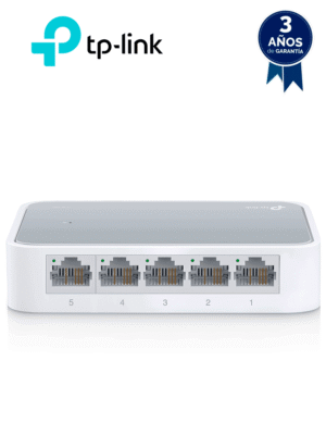 TP-LINK TL-SF1005D - Switch de escritorio con 5 puertos RJ45 Fast Ethernet, diseño en plástico y configuración plug and play.