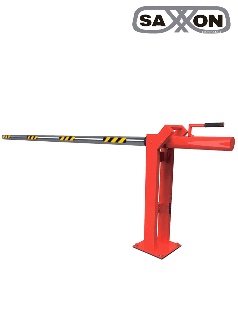 SAXXON EH60L - Barrera manual para control de acceso vehicular / 6 Metros / Brazo de aluminio / REFLEJANTES / Color rojo