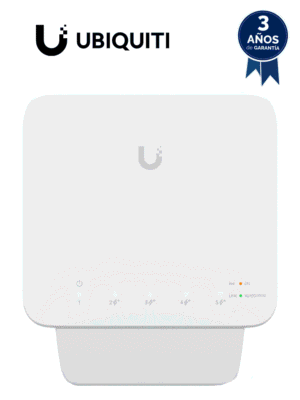 UBIQUITI USW-FLEX Switch UniFi para exterior IP55 de 5 puertos 10/100/1000, con 1 puerto PoE de entrada 802.3af/at/bt y 4 puertos PoE de salida 802.3af. Compatible con Inyector PoE-50-60W y UTP7201GE-PSE60. No incluye inyector PoE.