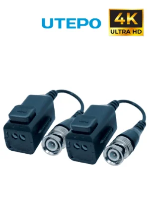 UTEPO UTP101PHD6 - Par de Transceptores Pasivos 4K (Video Baluns), Botón Push Superior, Empalmes Ordenados, 4K hasta 150m, 4MP a 200m, 1080p hasta 250m, Soporta HDCVI/HDTVI/AHD/CVBS