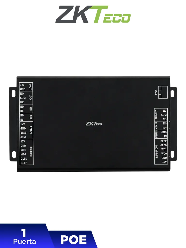 ZKTECO DE10 - Unidad de Control de acceso para controlar 1 puerta por medio de PoE / Compatible con panel InbioPC800 /