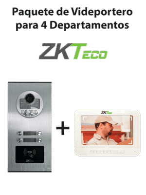 ZKTeco VE04A01PAQ7P - Paquete de Videoportero para 4 Departamentos VE04A01 con 1 Monitor VDPIB3 de 7 pulgadas