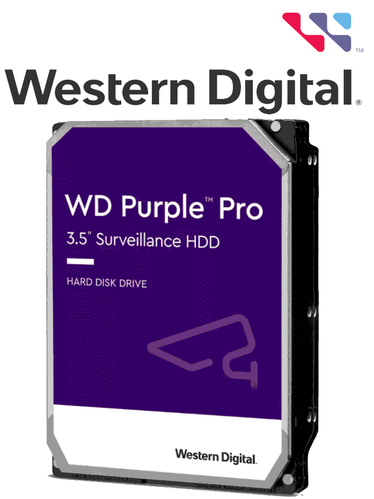 WESTERN DIGITAL WD122PURP - Disco Duro 12 TB / Serie Purple PRO / 3.5 SATA3/ 6GB / S 256MB 24X7 / DVR Y NVR de 1-16 Bahias y 1-64 Cámaras/ Inteligencia Artificial