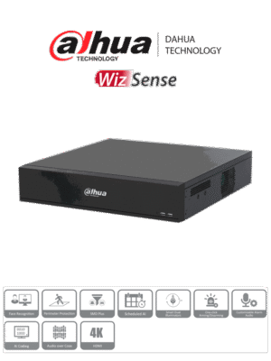 DAHUA DH-XVR7816S-4K-I3 -DVR de 16 Canales 4k/ WizSense/ H.265+/ 8 Bahías de Discos Duros/ +16 Canales IP/ 6 Canales con Reconocimiento Facial/ SMD Plus/ Codificación IA/ IoT & POS/