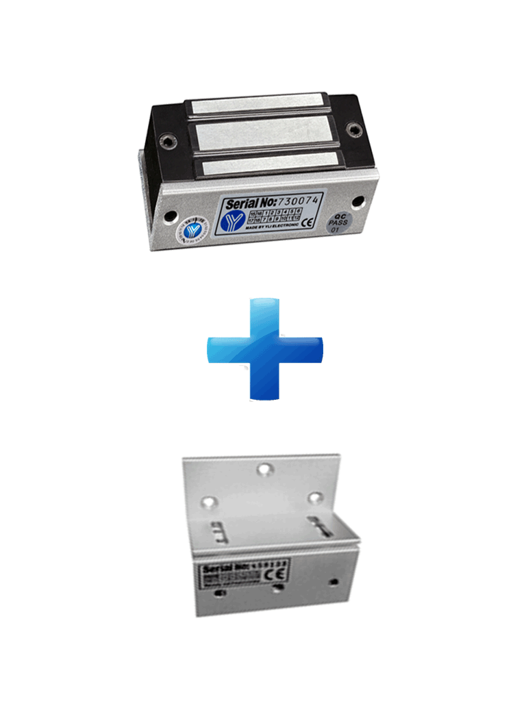 YLI YM60ZPACK Paquete de Cerradura Magnética YM60 60Kg (120LB) incluye Soporte de Fijación tipo Z