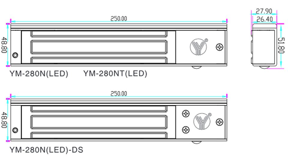 YLI YM280NLEDPAK - Paquete de Cerradura Magnética YM280N con Led y Soporte de Fijación tipo ZL / Fuerza de Sujeción 280kg (600LB) / Para puertas de madera, vidrio y metálicas - Image 2