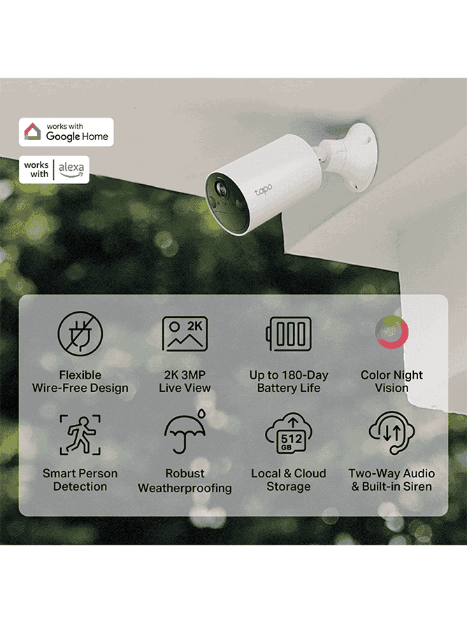 TP-LINK TAPO C410 Cámara de Seguridad Inteligente Exterior 3MP-2K, Soporta Micro SD 512 GB, Visión nocturna a color, Identifica personas, IP65. Soporta Tapo Care (Nube) Bateria con funcionamiento de 180 días. ( Compatible Celda TPL0150028 / TAPO A201) - Image 2
