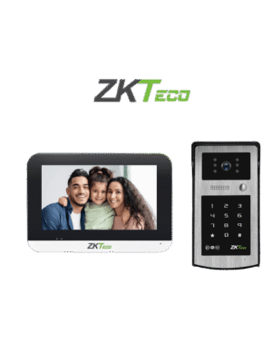 ZKTECO VK07B53LKit- Kit de Videoportero IP / Monitor Color de 7 Pulgadas / Frente de Calle IP55 / Cámara 1080P / PoE / Apertura con Tarjetas ID (125Khz) y Contraseña / Excelente Visión Nocturna