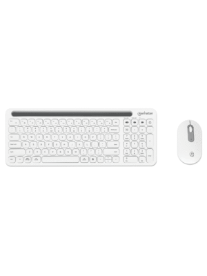 MANHATTAN - 180580 - Kit teclado y mouse inalámbricos conexión dual USB y Bluetooth, blanco