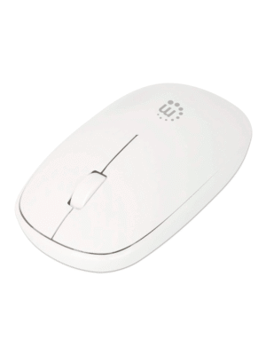 MANHATTAN - 190329 - Mouse óptico inalámbrico USB / Nano receptor USB-A, tres botones y rueda de desplazamiento, 1200 dpi, ambidiestro, blanco