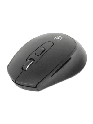 MANHATTAN - 190343 - Mouse ergonómico inalámbrico / Nano receptor USB-A, seis botones y rueda de desplazamiento, 800/1200/1600 ppp, negro