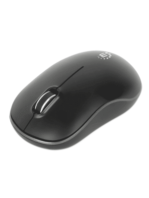 MANHATTAN - 190374 - Mouse óptico inalámbrico / Nano receptor USB-A, tres botones y rueda de desplazamiento, 1200 dpi, ambidiestro, negro