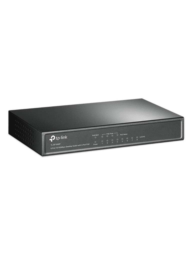 TP-LINK TL-SF1008P -Switch PoE no administrable con 8 puertos Fast Ethernet, que incluye 4 puertos PoE AF y AT. Ofrece un presupuesto PoE de hasta 66W y soporta modo extendido para conexiones de hasta 250m de longitud. - Image 2