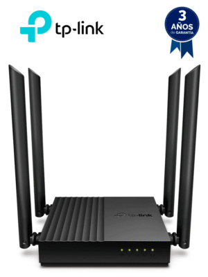 TP-LINK Archer C64 - Ruteador WiFi AC 1267Mbps con 1 puerto WAN y 4 puertos LAN RJ45 Gigabit Ethernet, MU-MIMO, 4 antenas fijas, en modos de enrutador y punto de acceso, con Beamforming.