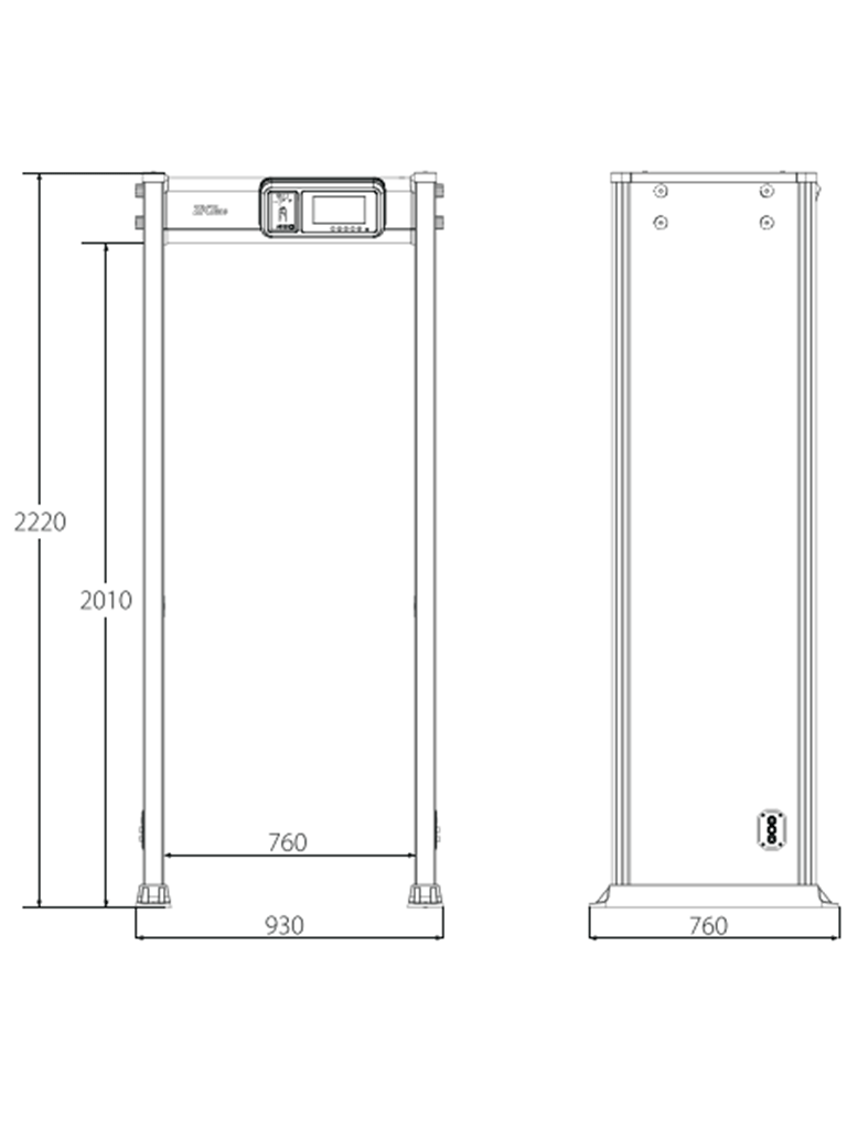 ZKTECO D4330IP65 Arco Detector de Metales con protección IP65 para semi exteriores, con 33 zonas de detección, 300 niveles de sensibilidad, pantalla HD 7", indicadores LED en ambas vistas, control remoto y batería de respaldo incluida. - Image 2