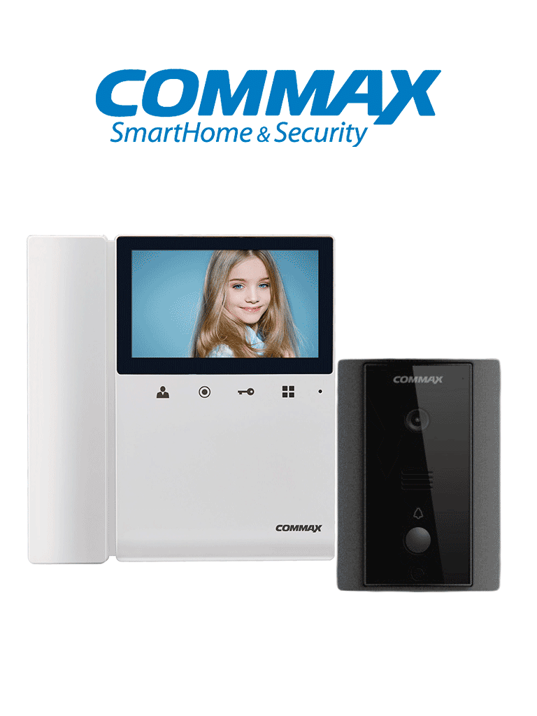 COMMAX CDV43K2DRC4LN - Kit de videoportero Commax a color con monitor de 4.3 pulgadas y auricular, frente de calle, comunicación con audio y video, función de apertura de puerta no requiere configuración