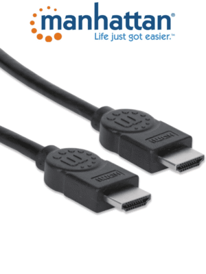 MANHATTAN 323260 - Cable HDMI de Alta Velocidad de 15 Metros / Resolución 4k@30Hz/ Soprota 3D y Canal de Ethernet de 100 Mbps/ HDMI Macho a Macho/ Soporta Canal de Retorno de Audio (ARC)/ Blindado para Reducir Interferencia/