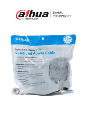 DAHUA DH-PFM942I-20-5-Cable armado de 20 metros para video y energía, compatible con cámaras hasta 4K. Incluye conectores BNC y de energía, ideal para uso interior y exterior. Fabricado con cobre de alta pureza, soporta AHD, CVI, TVI, y CVBS.